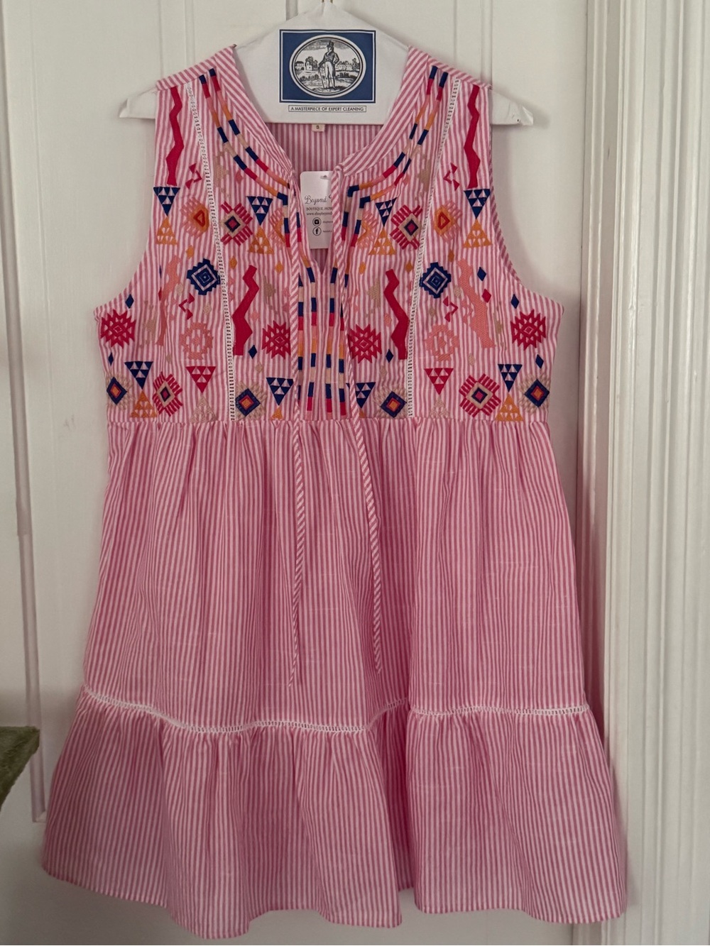 Umgee women’s Pink Embroidered Sleeveless Dress